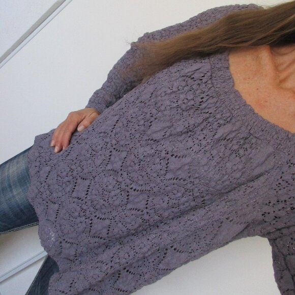 🌸SOLD🌸 MAURICES Top Size 1X Purple Lace Blouse - Picture 2 of 13